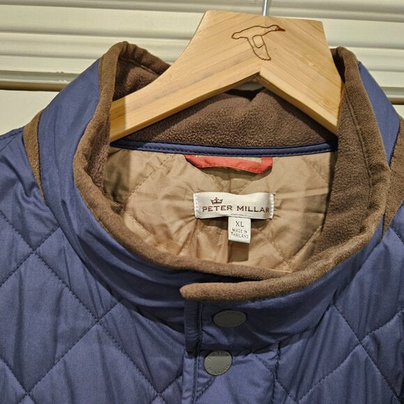 Peter Millar Quilted Jacket Size XL – Navy with Brown Trim | Premium Outerwear - Picture 2 of 5